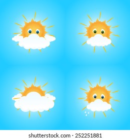 Weather statuses. Sun with clouds. EPS10