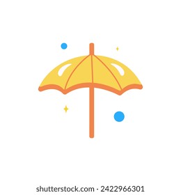 Weather sticker of colorful set. This charming cartoon-style umbrella boasts a playful design that's perfect for adding a touch of whimsy to various projects. Vector illustration.