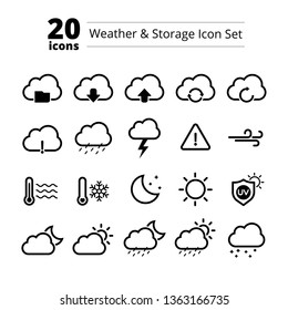 Weather & storage icon set in line-solid style for any project, perfect for website mobile app presentation. Don't forget to take a look for my other works! Cheers^^