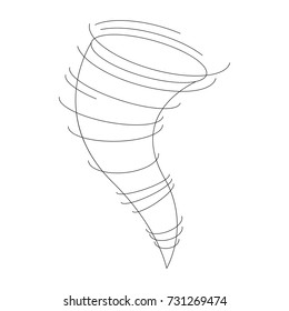 Weather Storm Tornado cartoon. Outlined illustration with thin line black stroke