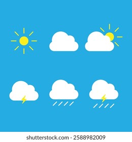 weather sun cloud rain icon vector