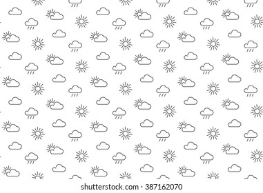 Weather sun clouds seamless background. Vector illustration. EPS 10.