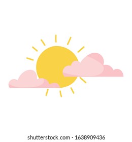 weather sun clouds summer hot on white background vector illustration