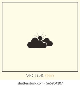 Weather, Sun And Clouds Vector Icon.