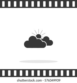 Weather, Sun And Clouds Vector Icon.