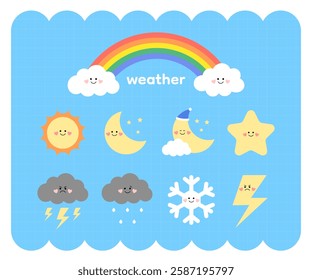 Weather, Sun, Moon, Cute Character Illustration