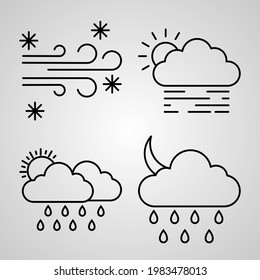 Weather Symbol Collection On White background Weather Outline Icons

