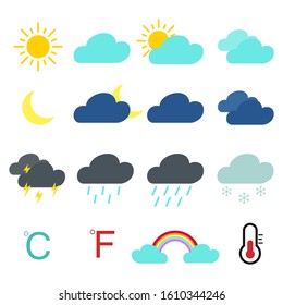Weather Symbol icon colorful full set vector