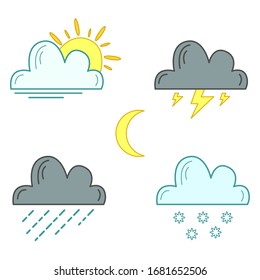 Weather Symbol icon colorful full set vector