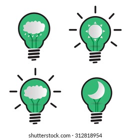 Weather symbol  in light bulb, Vector illustrator