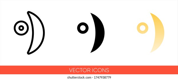 Weather symbol moon sign icon of 3 types: color, black and white, outline. Isolated vector sign symbol.