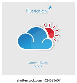 Weather Symbol , Paper art, Cloud,Vector design element illustration
