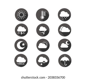 weather symbol sign icon in rounded shape with long shadow vector