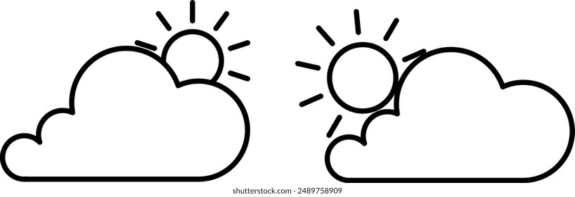 Símbolo de Clima. Icono de línea de sol y nube.