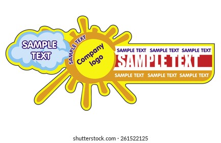Weather symbol sun and clouds. Vector illustration.