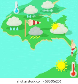 Weather Symbols Concept Map. Cartoon Illustration Of Weather Symbols Vector Concept For Web