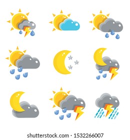 Weather symbols set icon vector.