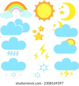 Weather symbols vector set design elements icon
