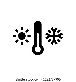 Weather temperature thermometer icon for mobile concept and web design, Thermometer with sunny and freezy weather vector icon