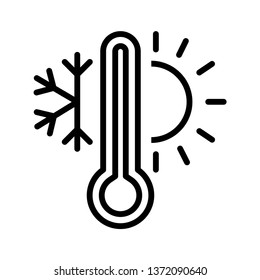 Weather temperature thermometer line icon.