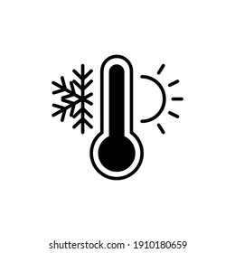 Weather temperature thermometer solid icon. Glyph style sign for web and app. Thermometer with cold and hot symbol. Vector illustration on white background. EPS 10