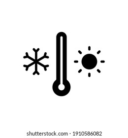 Weather temperature thermometer solid icon. Glyph style sign for web and app. Thermometer with cold and hot symbol. Vector illustration on white background. EPS 10