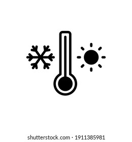 Weather Temperature Thermometer Solid Icon. Glyph Style Sign For Web And App. Thermometer With Cold And Hot Symbol. Vector Illustration On White Background. EPS 10