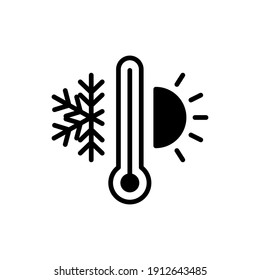 Weather Temperature Thermometer Solid Icon. Glyph Style Sign For Web And App. Thermometer With Cold And Hot Symbol. Vector Illustration On White Background. EPS 10