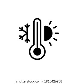 Weather temperature thermometer solid icon. Glyph style sign for web and app. Thermometer with cold and hot symbol. Vector illustration on white background. EPS 10