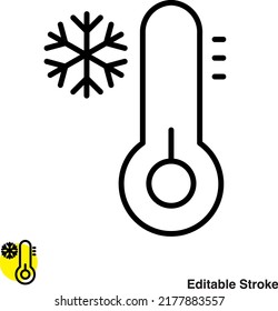 Icono de la línea del vector del termómetro meteorológico