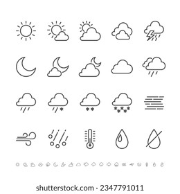 Weather thin icons. Pixel perfect.