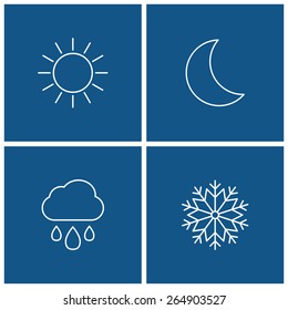 weather thin line icon set