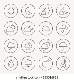 Weather thin line icon set