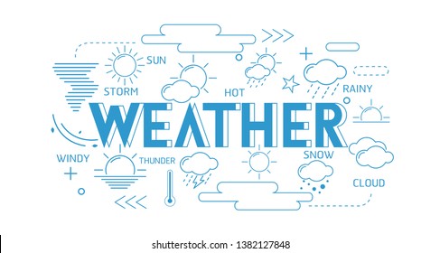 weather thin line icons background