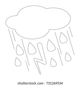 Weather Thunderstorm, zigzag cartoon. Outlined illustration with thin line black stroke