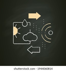 Weather tracking chalk icon. Used to locate precipitation, calculate its motion, and estimate its type. Smart farming technologies concept. Isolated vector illustration on chalkboard