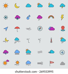 Weather trend line thin colored icons