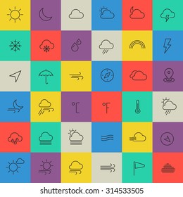 Weather trend line thin colored icons
