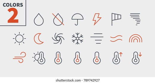 Weather UI Pixel Perfect Well-crafted Vector Thin Line Icons 48x48 Ready for 24x24 Grid for Web Graphics and Apps with Editable Stroke. Simple Minimal Pictogram Part 1-3