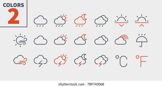 Weather UI Pixel Perfect Well-crafted Vector Thin Line Icons 48x48 Ready for 24x24 Grid for Web Graphics and Apps with Editable Stroke. Simple Minimal Pictogram Part 2-3