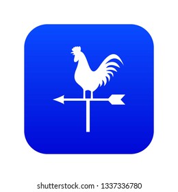 Weather vane with cock icon digital blue for any design isolated on white vector illustration