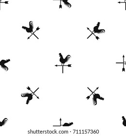Weather vane with cock pattern repeat seamless in black color for any design. Vector geometric illustration