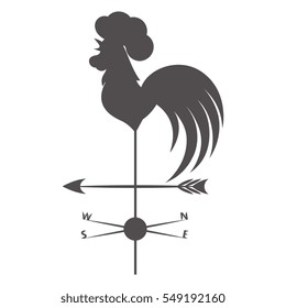 Weather vane. Gray rooster on a white background.