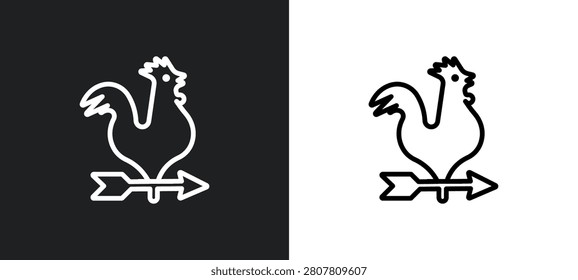weather vane outline icon in white and black colors. weather vane flat vector icon from farming collection for web, mobile apps and ui.