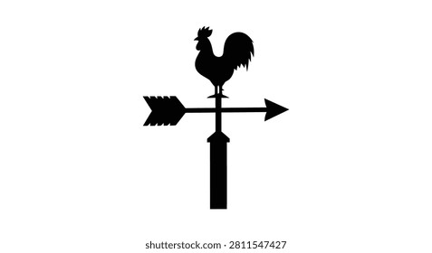 Weather vane with rooster and arrow a black silhouette weathervane weathercock
