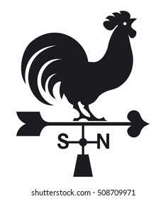 Weather vane rooster. Vector illustration.