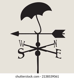 A weather vane is a weather vane that indicates the direction of the wind and is decorated in the form of an open umbrella.