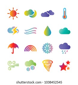 weather vector gradient icons, trendy design elements
