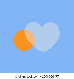 
Weather vector with heart shaped clouds on a blue background