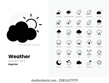  weather vector icon collection stock illustration